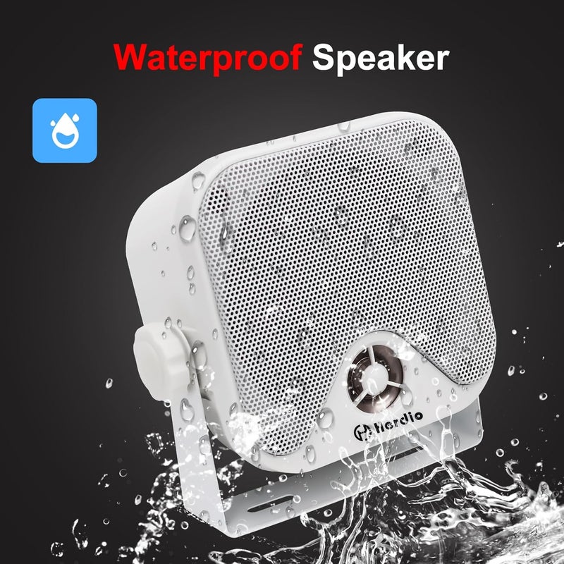 Herdio 4 Inches Heavy Duty Waterproof Boat Marine Box Outdoor Speakers Surface Mounted for Skid Steer ATV UTV RZR RV Golf Cart Tractor Powersports Boat Truck Jeep(4 White Speakers) - Image 4